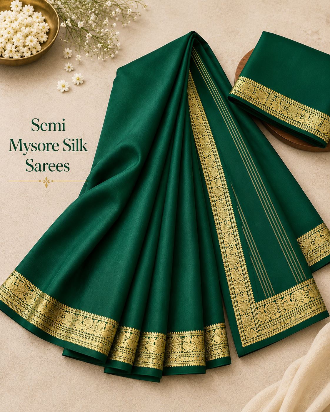 Semi Mysore Silk Saree with Rich Zari Border