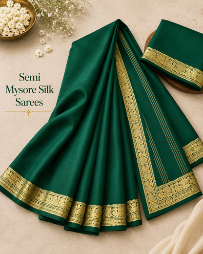 Semi Mysore Silk Saree with Rich Zari Border