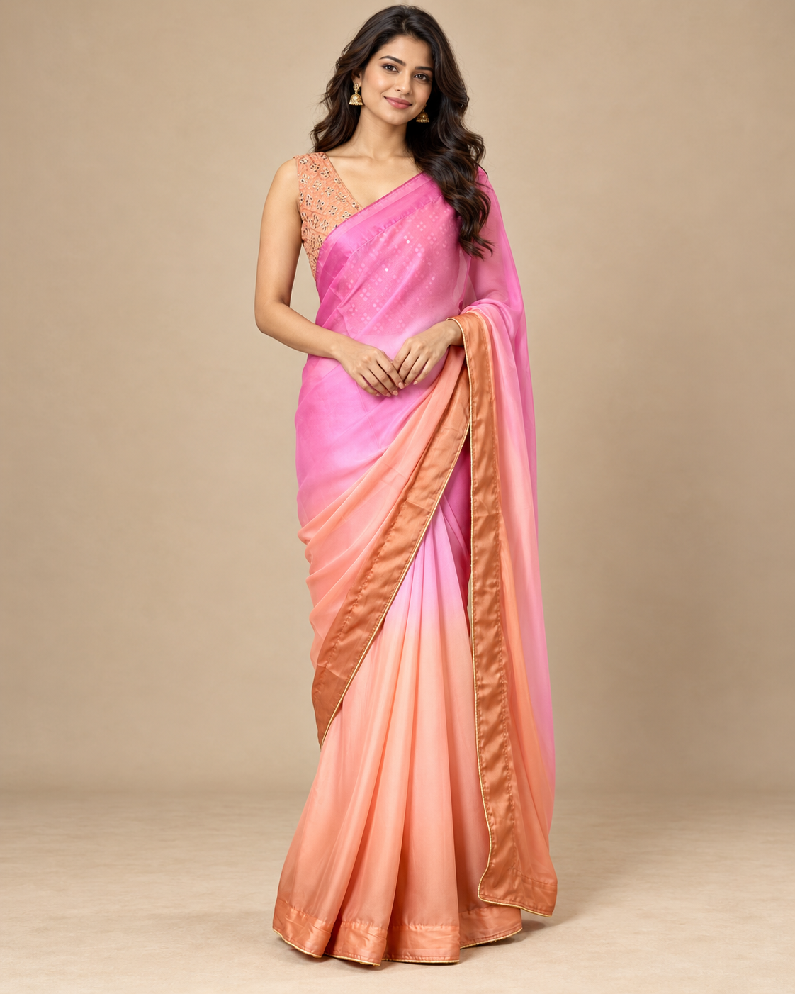 Ombré Shaded Chiffon Saree and Designer Blouse