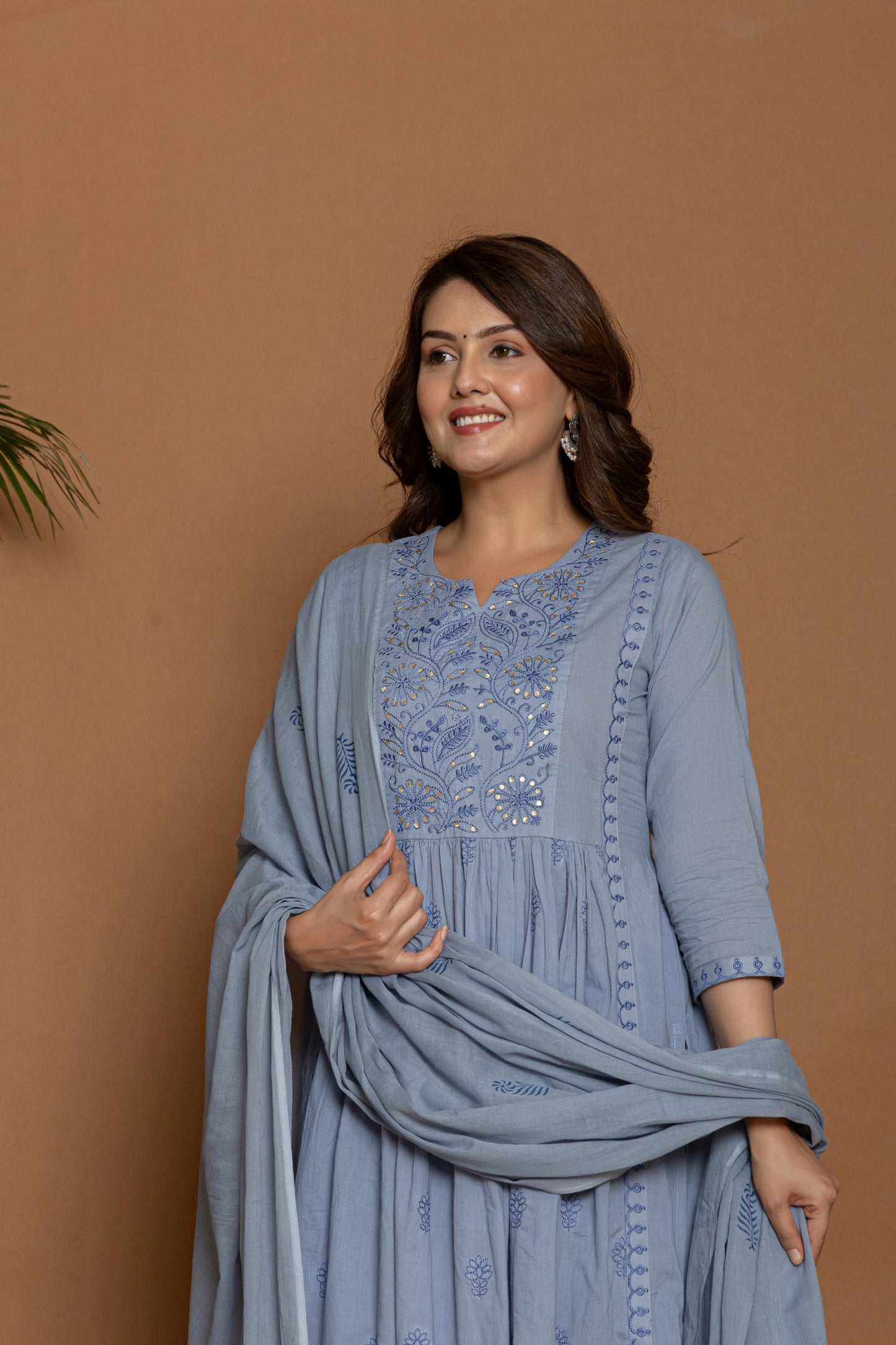 Cotton Anarkali Kurta Set with Dupatta