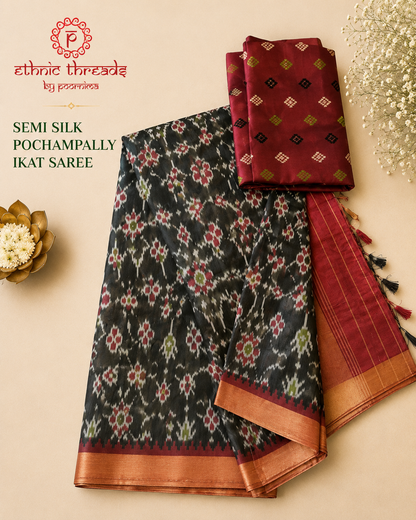 Semi Ikat Pochampally Saree