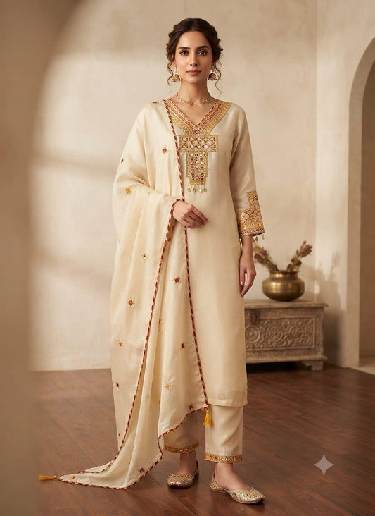 Ivory Embroidered Festive Salwar Set