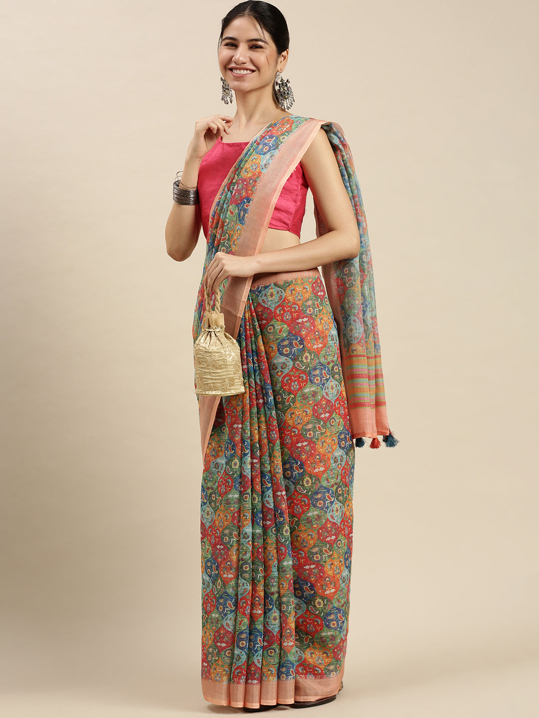 Digital Printed Linen Sarees