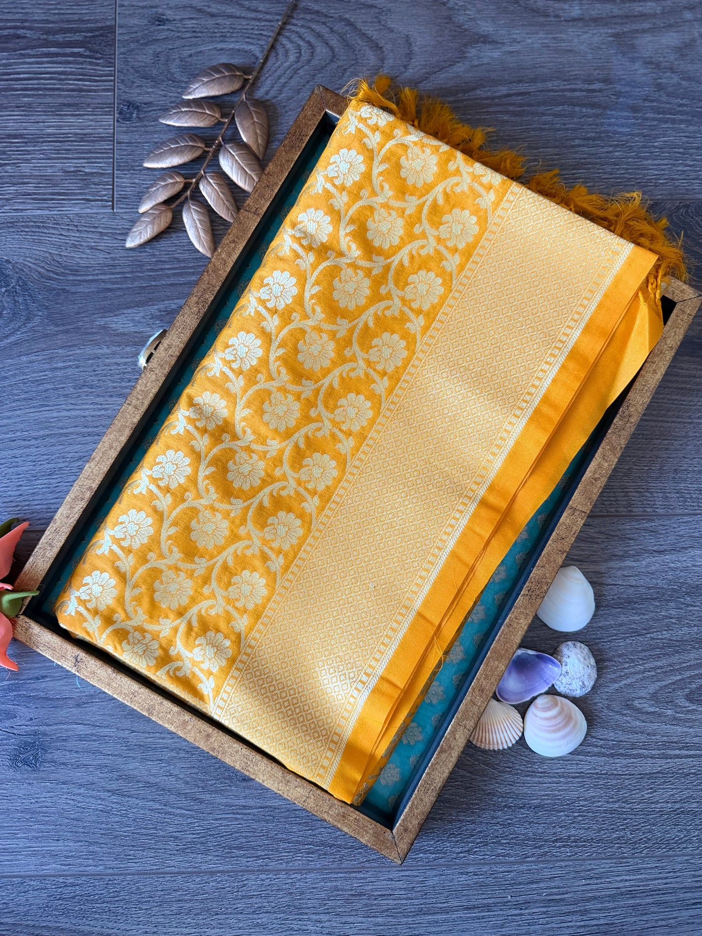 Semi Banarasi Dupatta - Yellow