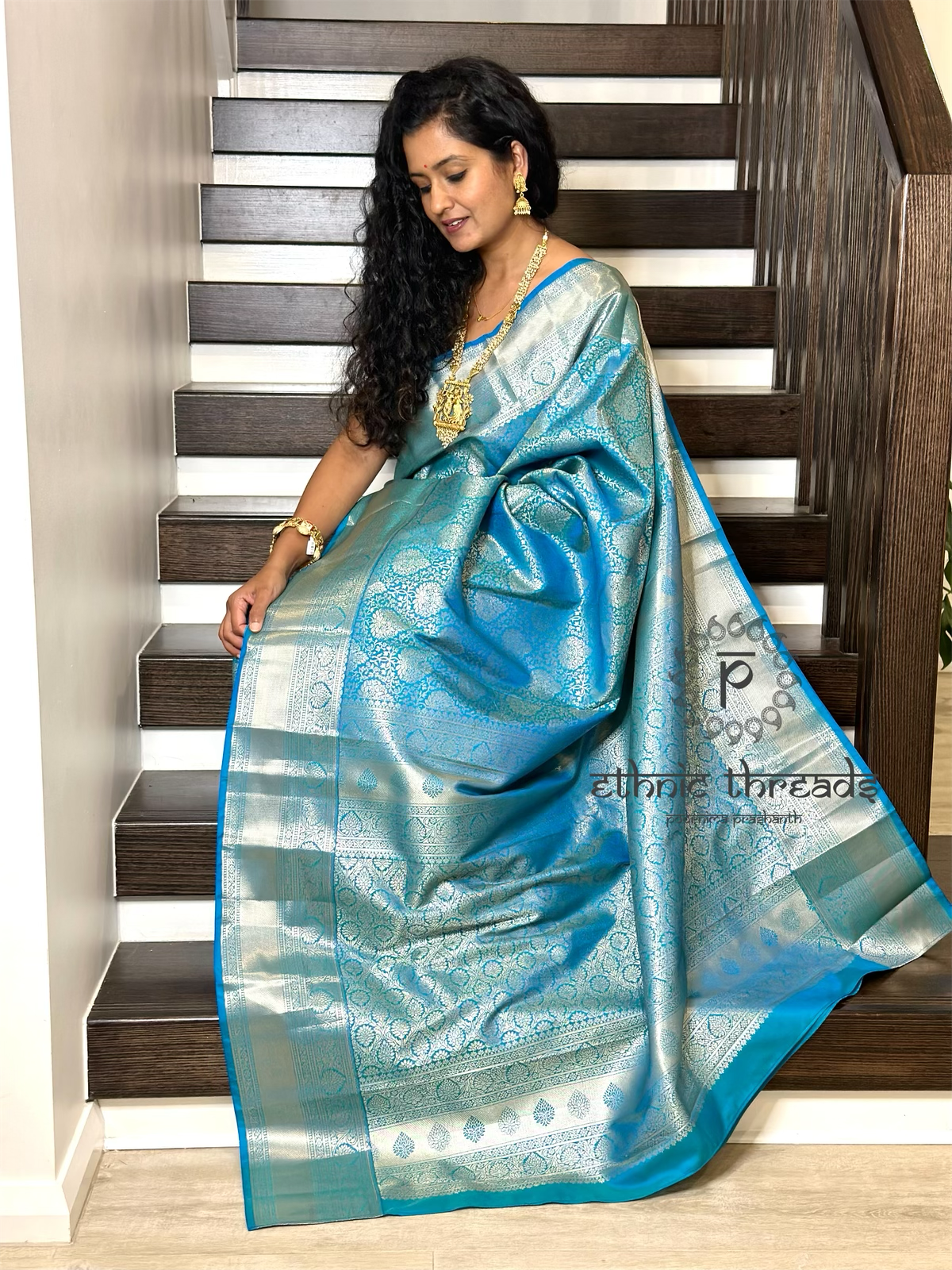 Kanchipuram Semi Silk Saree with Pre stitched Blouse