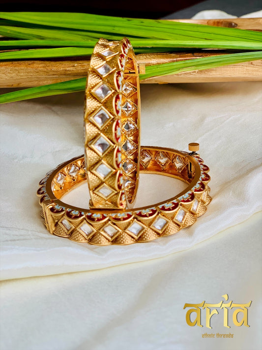 Antique Meenakari Kada Bangles with Kundan Stones