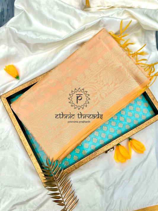 Semi Banarasi Dupatta - Peach