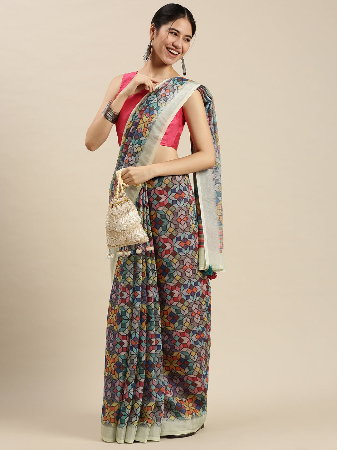 Digital Printed Linen Sarees