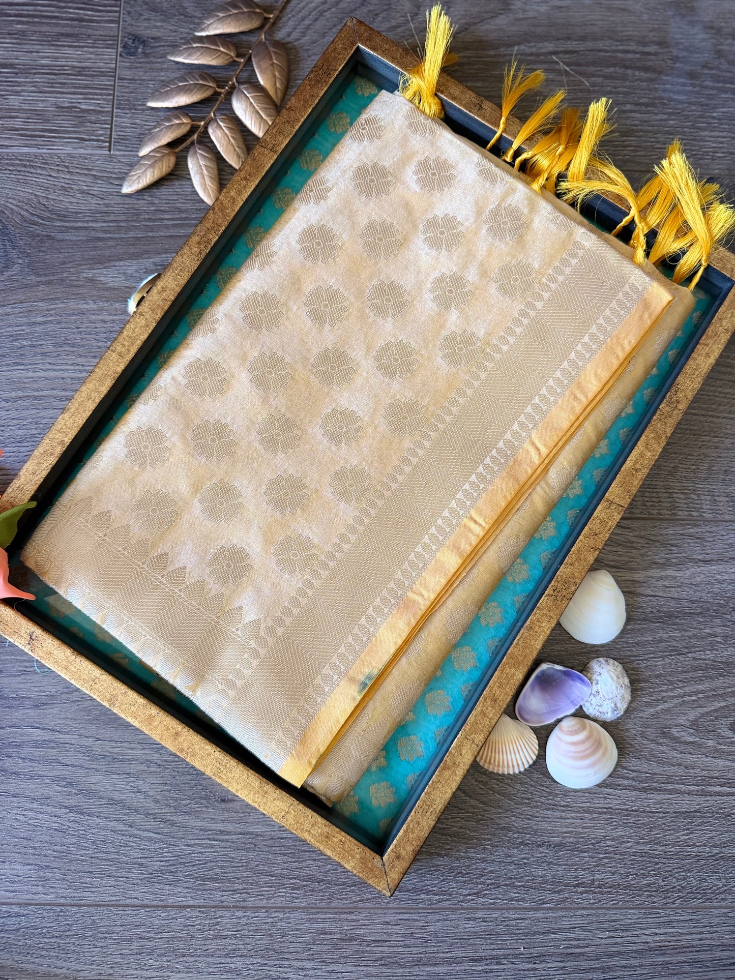 Semi Banarasi Dupatta - Cream