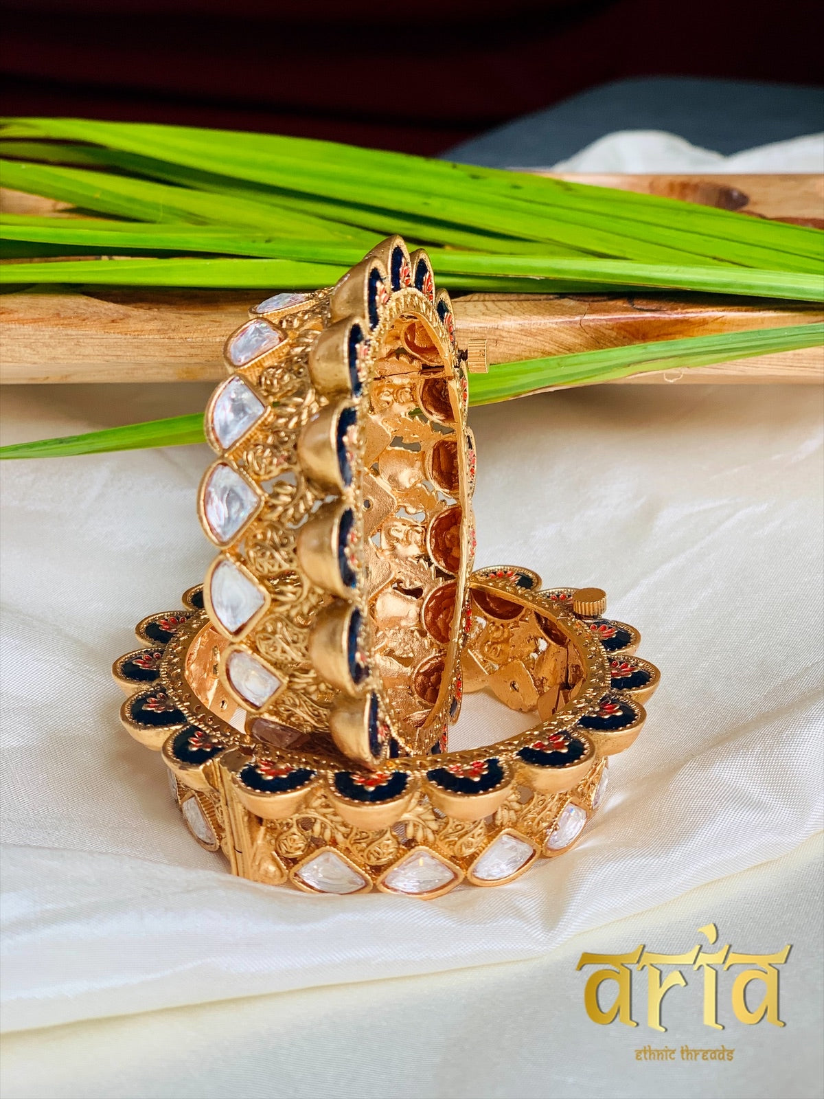 Antique Meenakari Kada Bangles with Kundan Stones