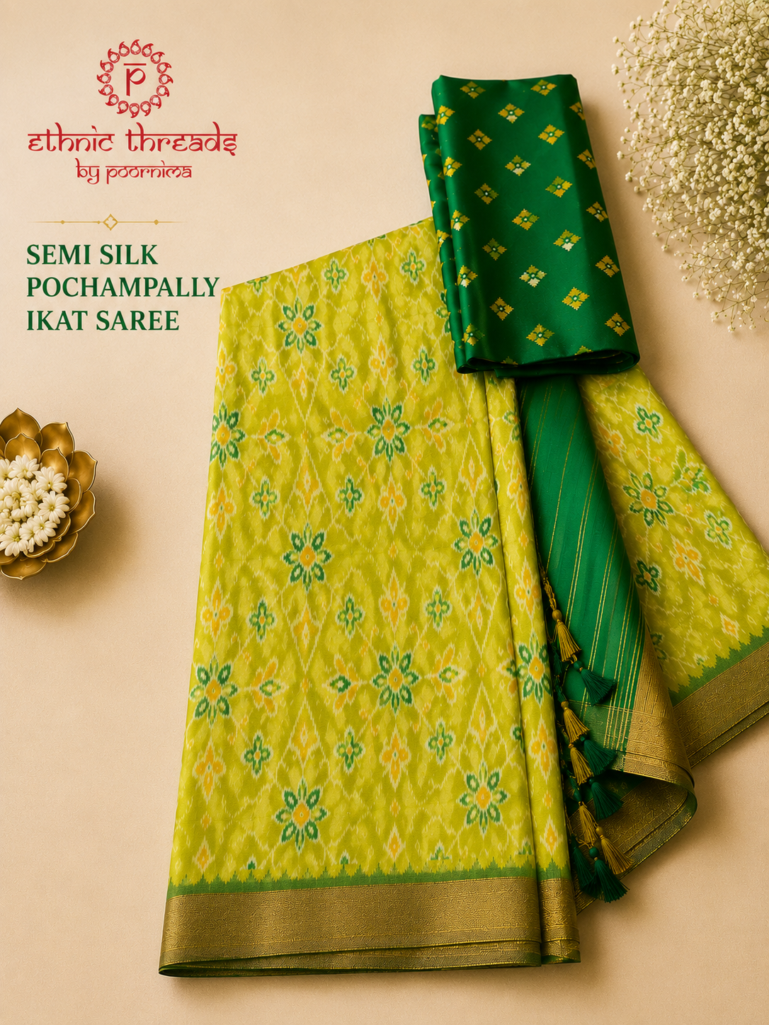 Semi Ikat Pochampally Saree
