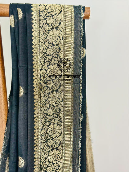 Banarasi Semi Silk Sarees with Antique Zari Border
