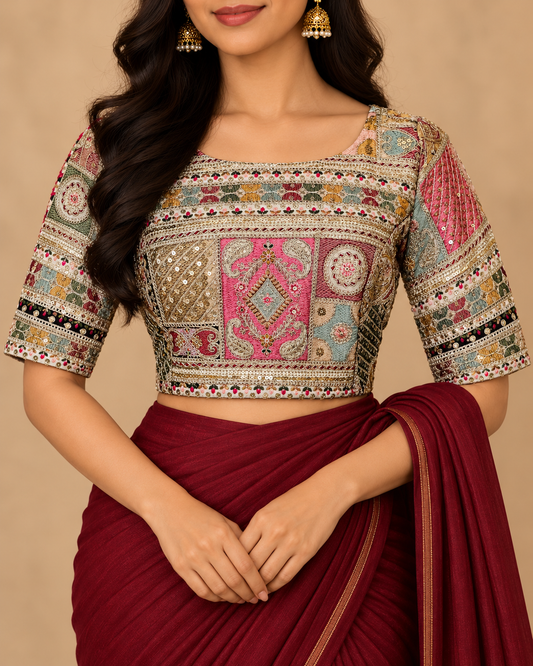 Zari Work Blouses - Purple