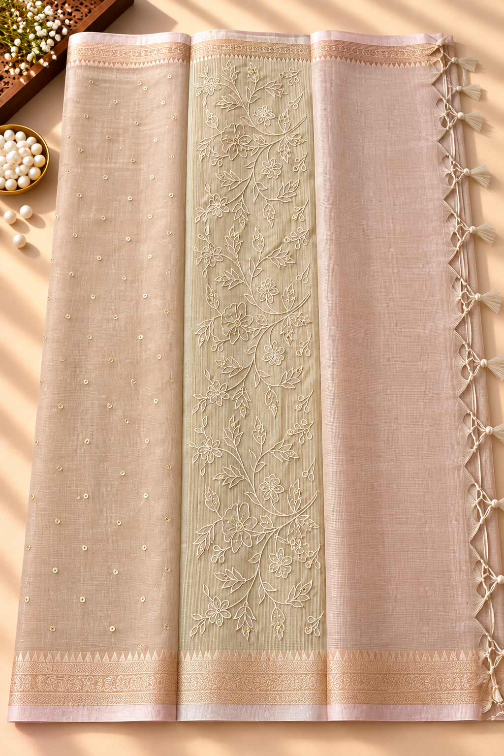 Soft Tissue Saree with Mirror Work