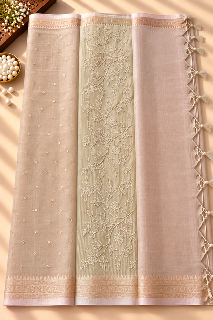 Soft Tissue Saree with Mirror Work