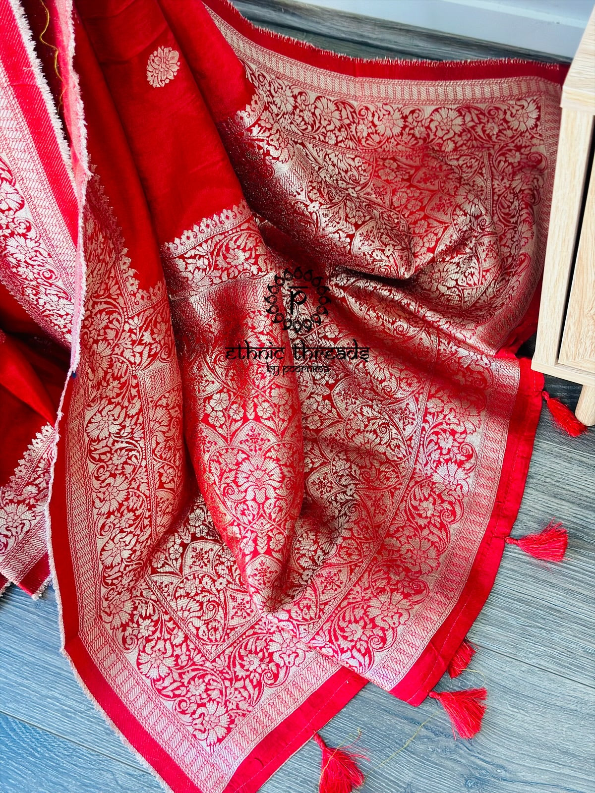 Banarasi Semi Silk Sarees with Antique Zari Border