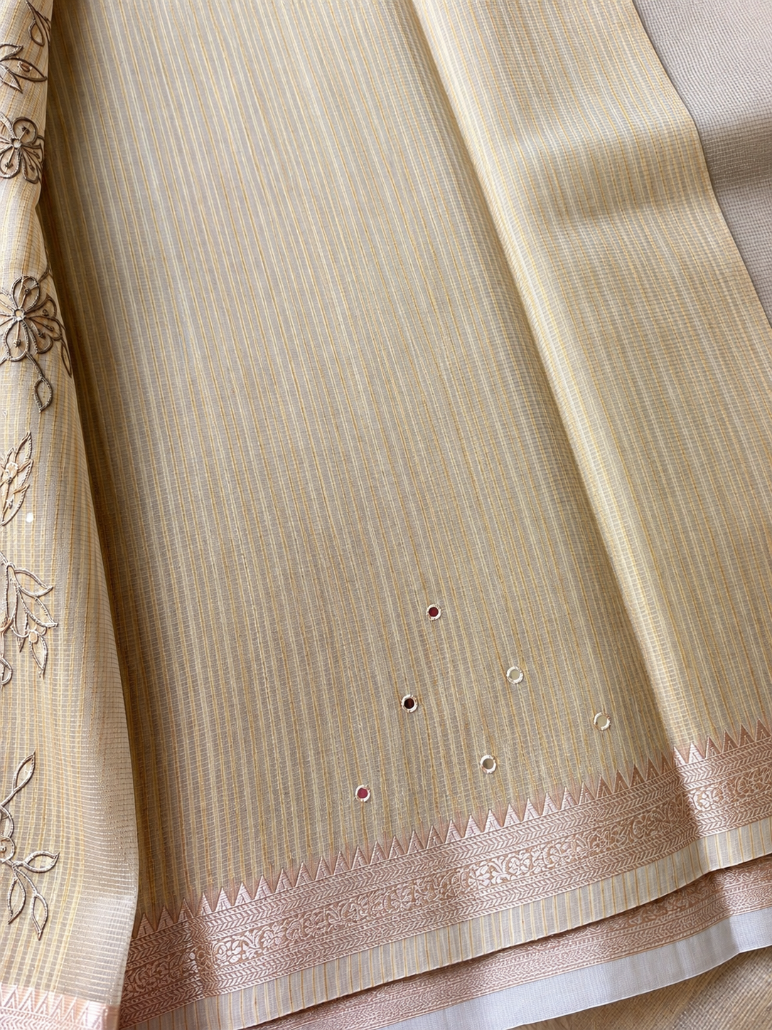 Soft Tissue Saree with Mirror Work