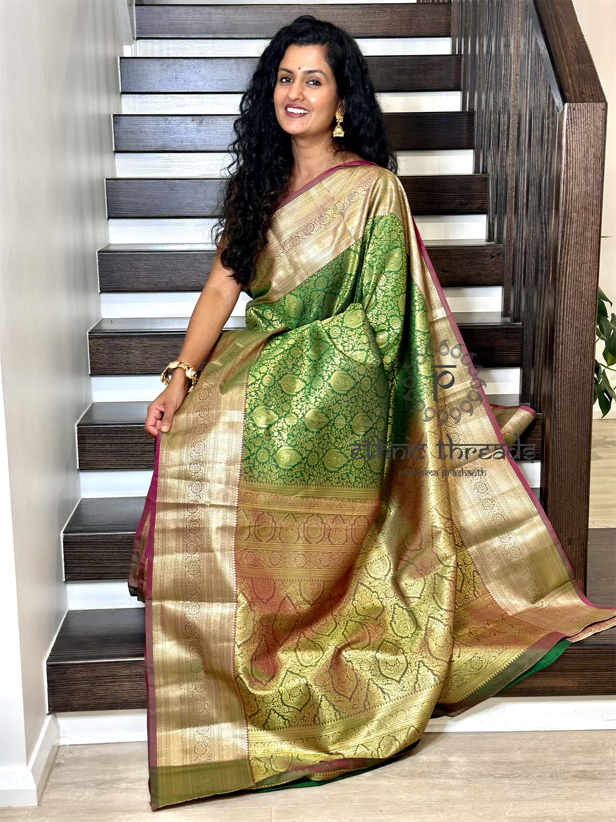 Kanchipuram Semi Silk Saree with Pre stitched Blouse