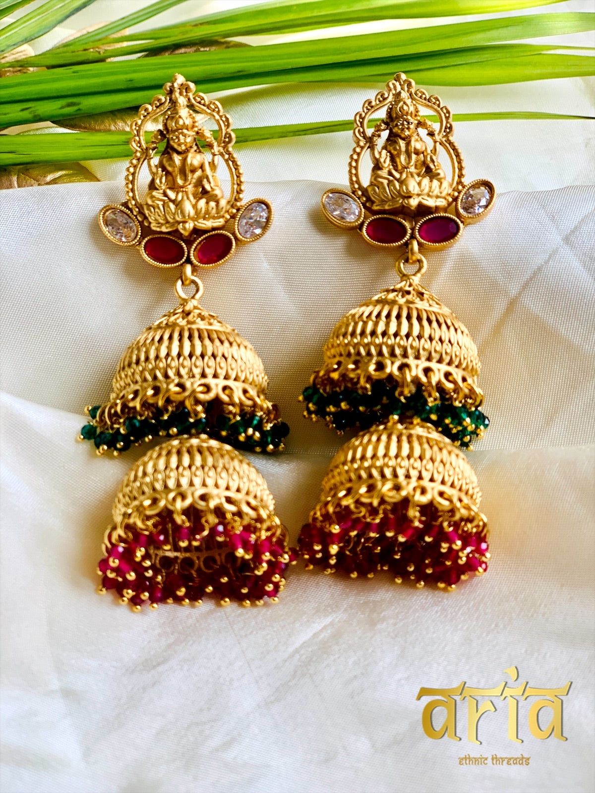 Temple Design Lakshmi Jhumkas