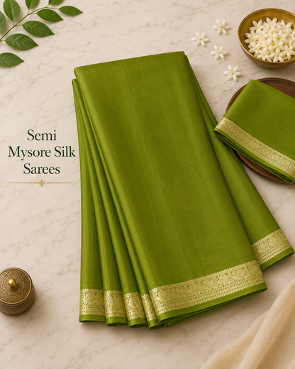 Semi Mysore Silk Saree with Rich Zari Border