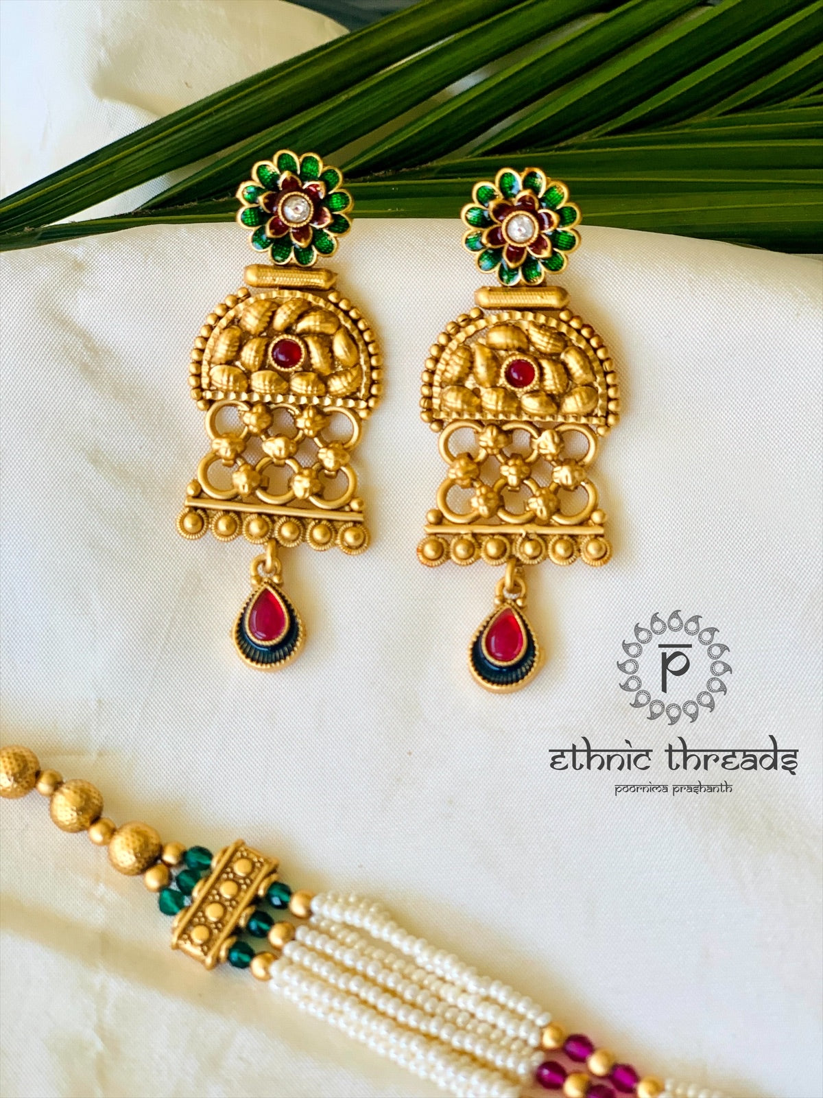 Temple Long Necklace Meenakari Kundan Set