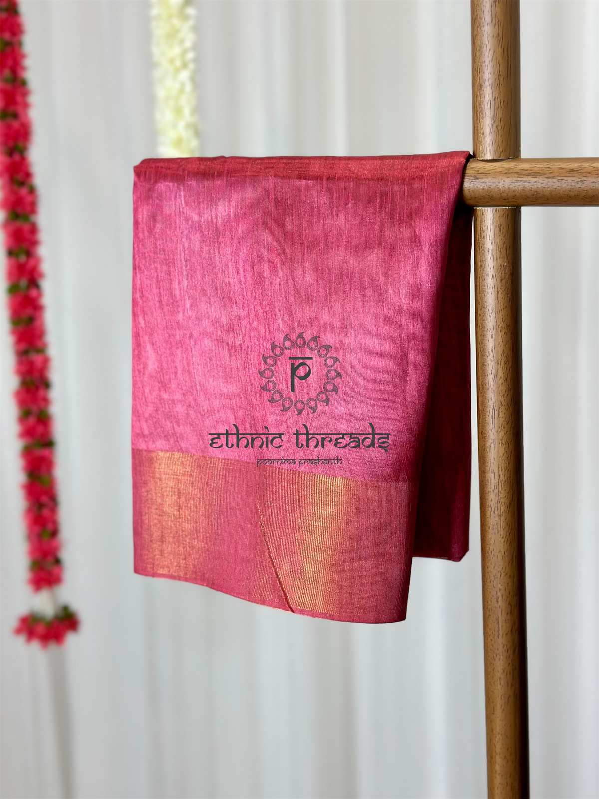 Raw Silk Saree With Temple Design Border