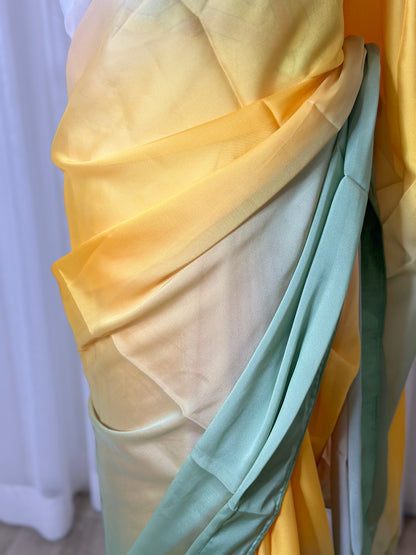 Ombré Shaded Chiffon Saree and Designer Blouse