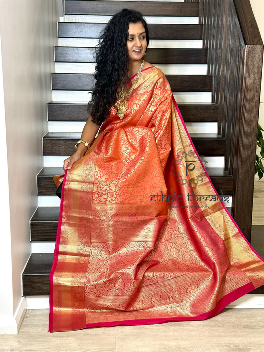 Kanchipuram Semi Silk Saree with Pre stitched Blouse