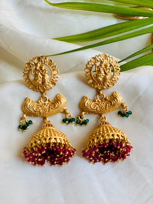 Temple Design Krishna Jhumkas