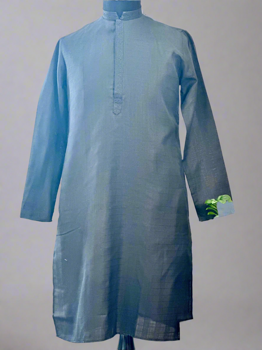 Cotton Mens Long Kurta- Black