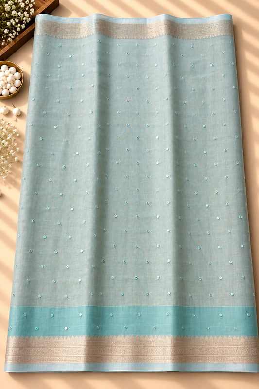 Soft Tissue Saree with Mirror Work