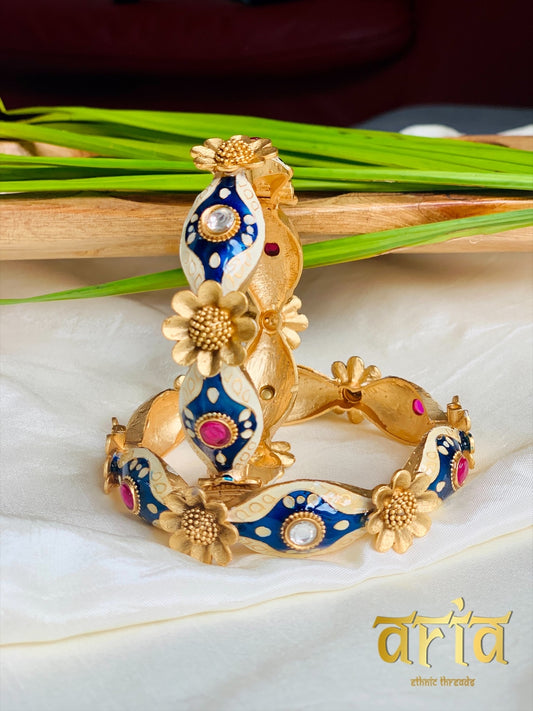 Antique Meenakari Kada Bangles with Kundan Stones