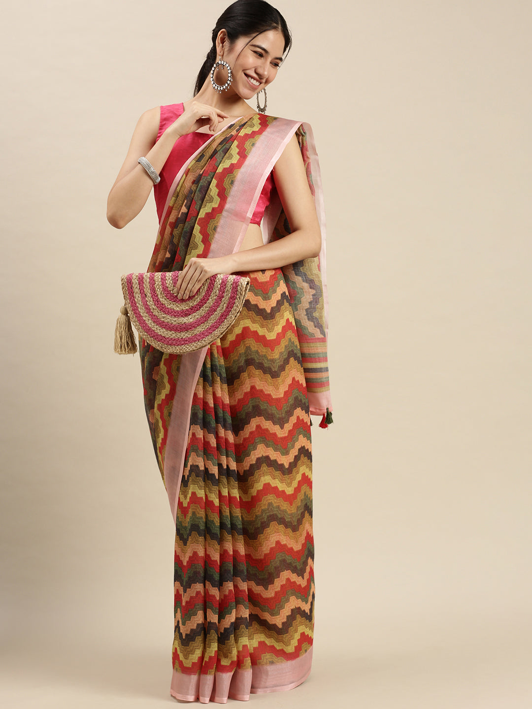 Digital Printed Linen Sarees