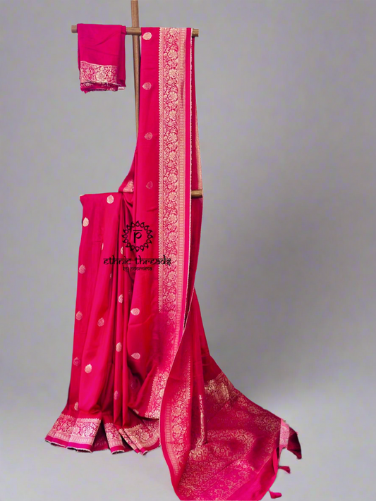 Banarasi Semi Silk Sarees with Antique Zari Border