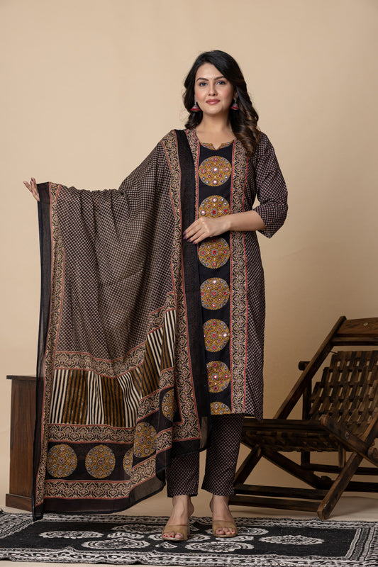 Black Block Printed Salwar Set