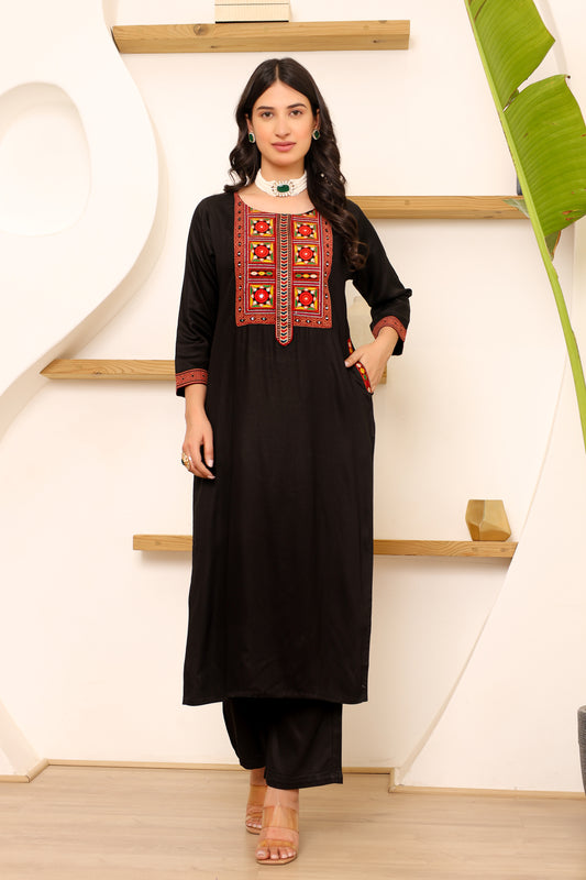 Black Muslin Cotton Salwar Set