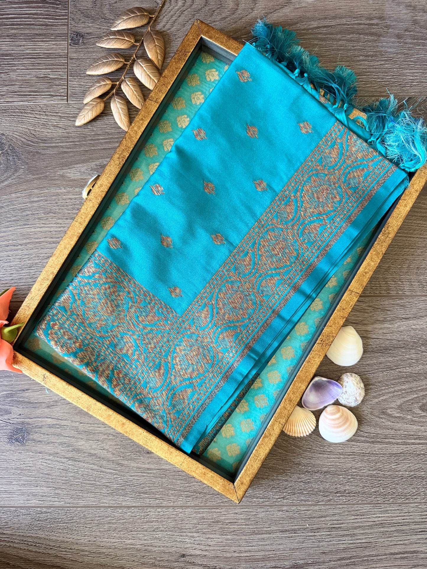 Semi Banarasi Dupatta - Teal