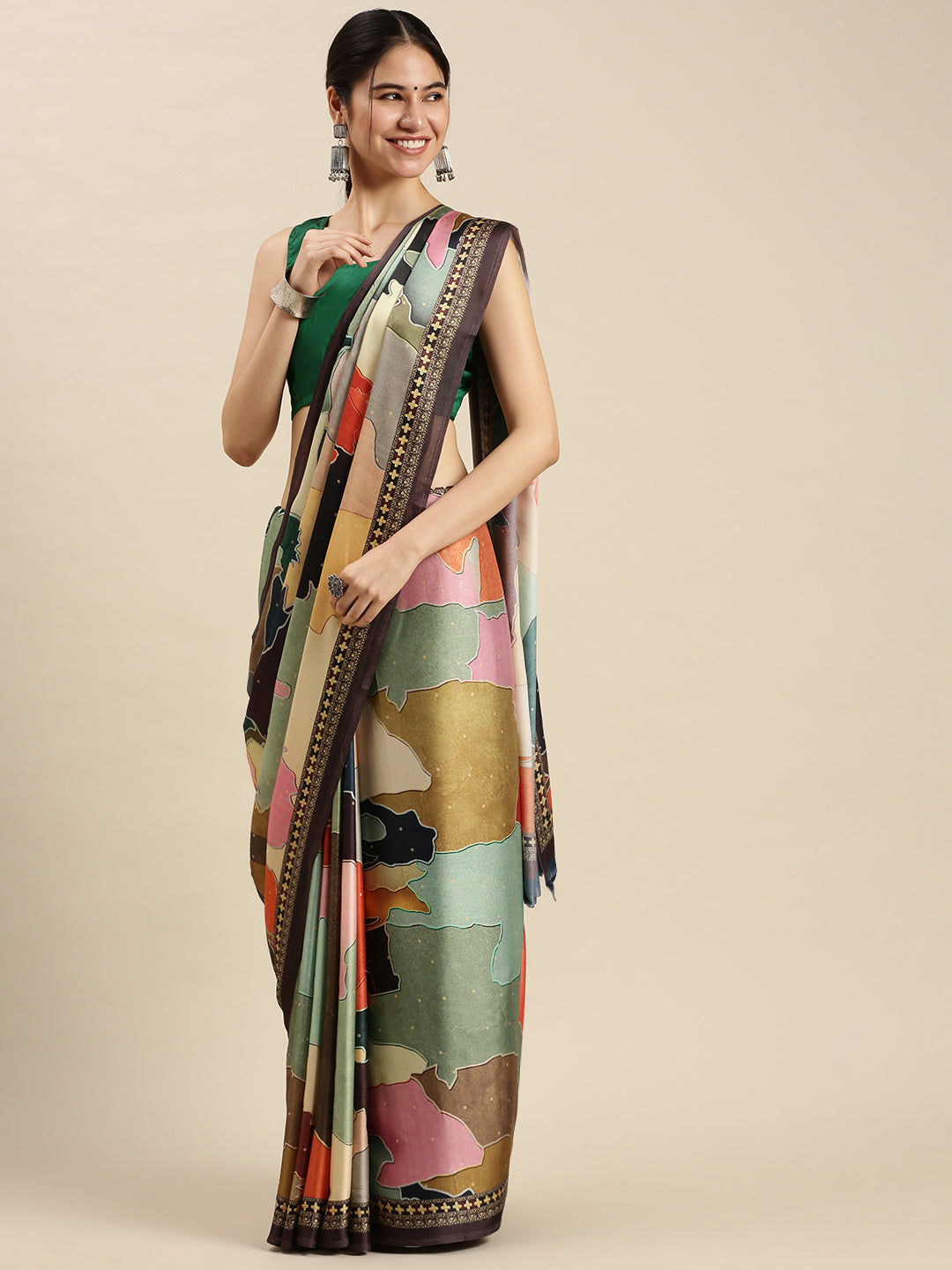 Digital Printed Satin Sarees