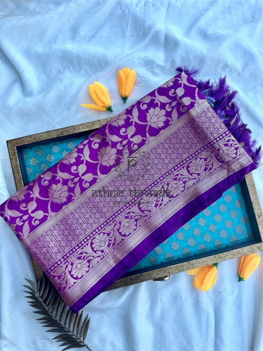 Semi Banarasi Dupatta - Purple