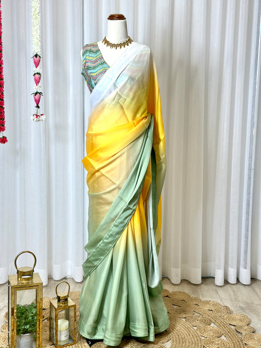Ombré Shaded Chiffon Saree and Designer Blouse