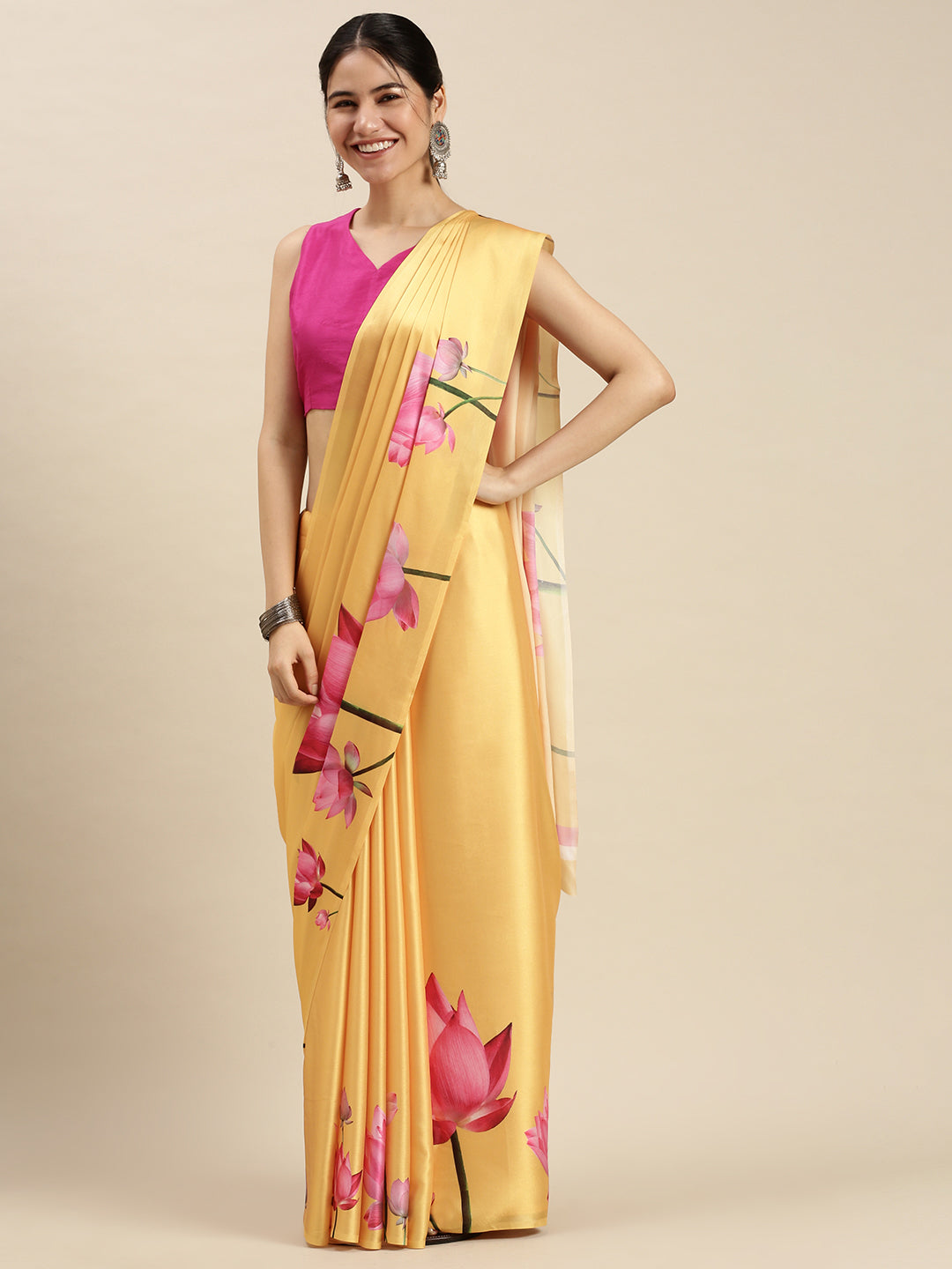 Digital Printed Satin Sarees