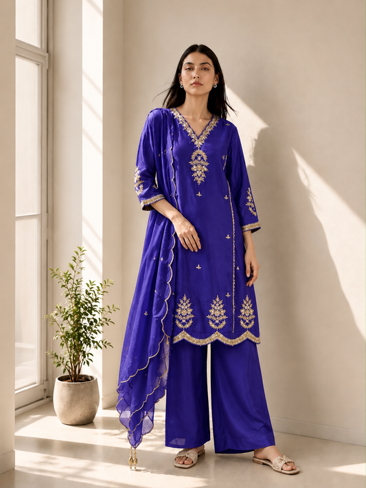 Royal Blue Embroidered / Embellished Suit Set