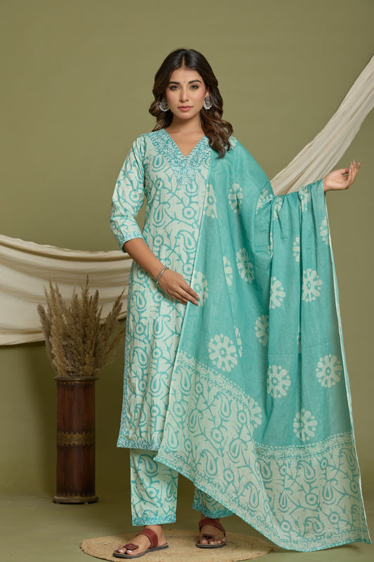 Pastel Green Printed Salwar Set