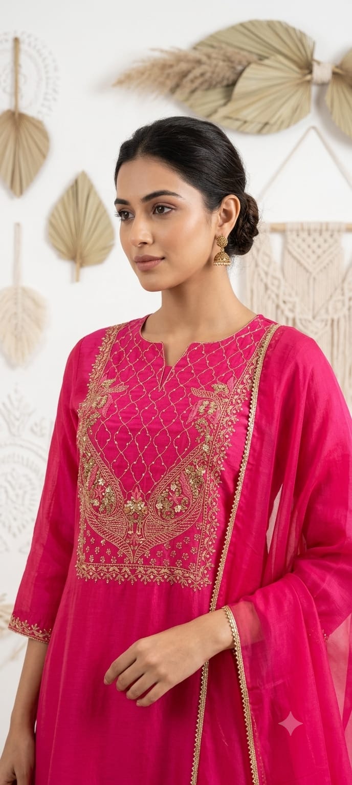 Pink Embroidered Salwar Set