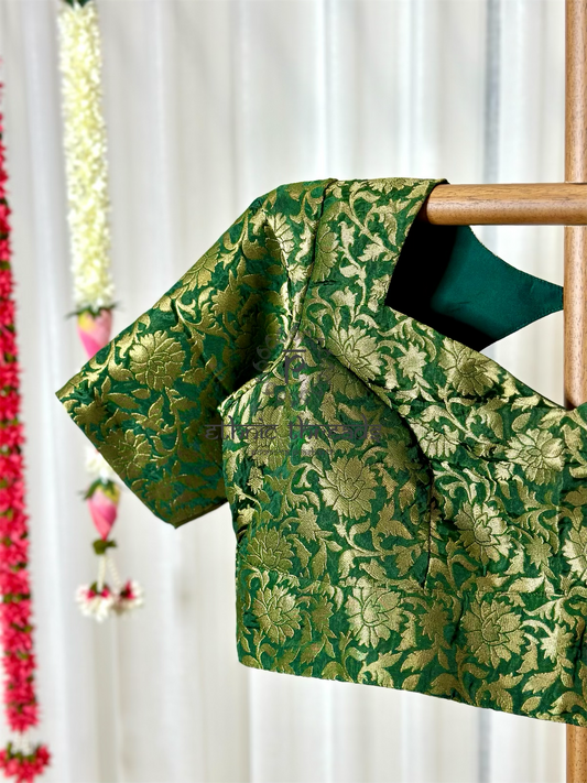 Bottle Green Banarasi Blouse