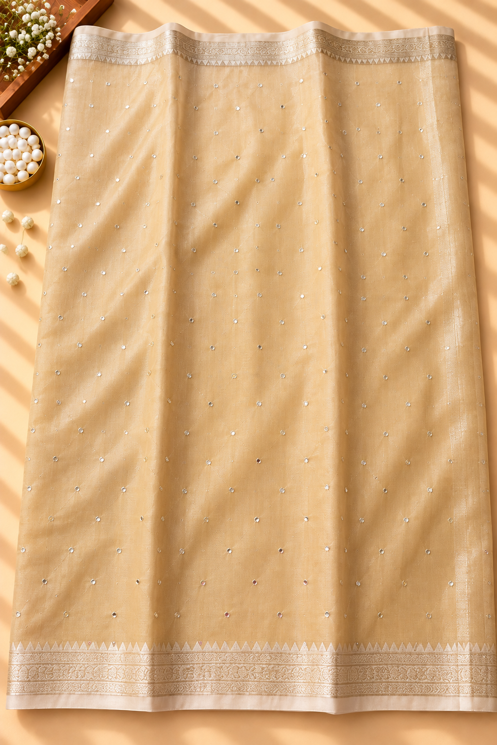 Soft Tissue Saree with Mirror Work