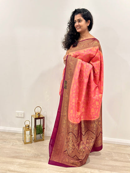 Georgette Banarsi Sarees with Zari Border