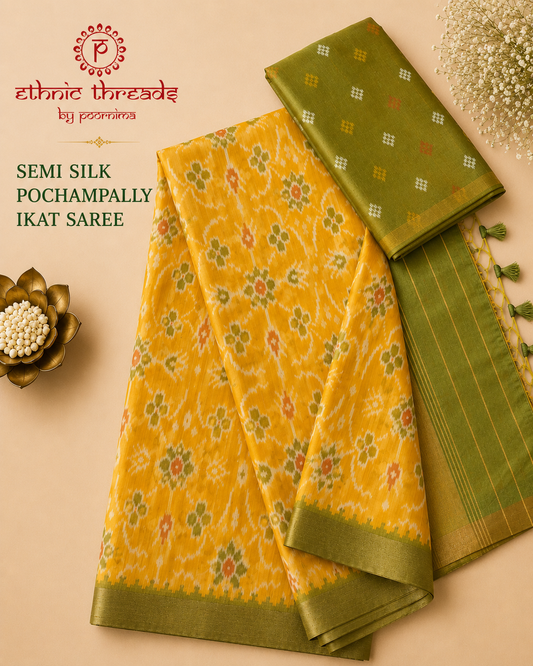 Semi Ikat Pochampally Saree