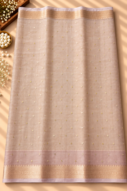 Soft Tissue Saree with Mirror Work