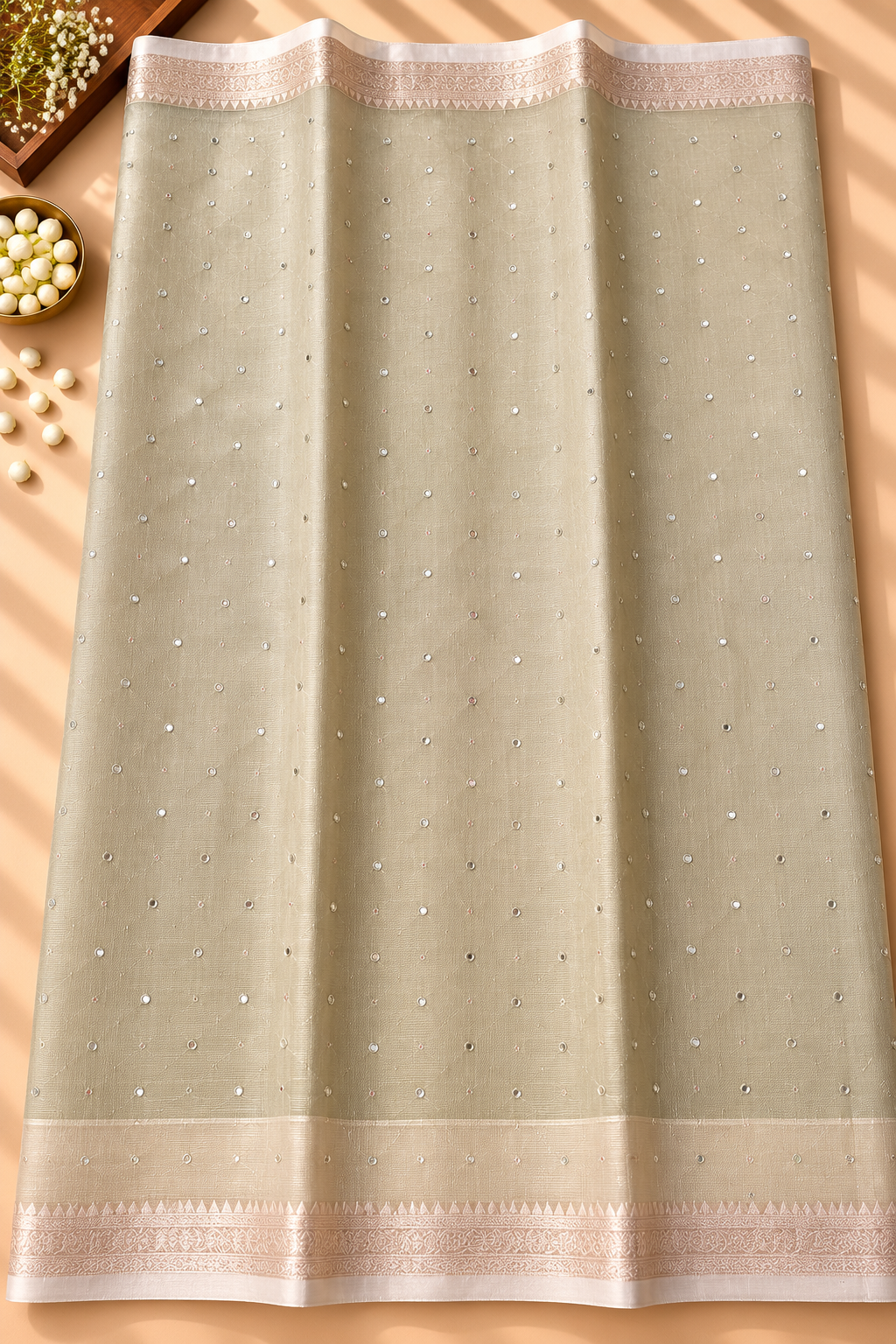 Soft Tissue Saree with Mirror Work